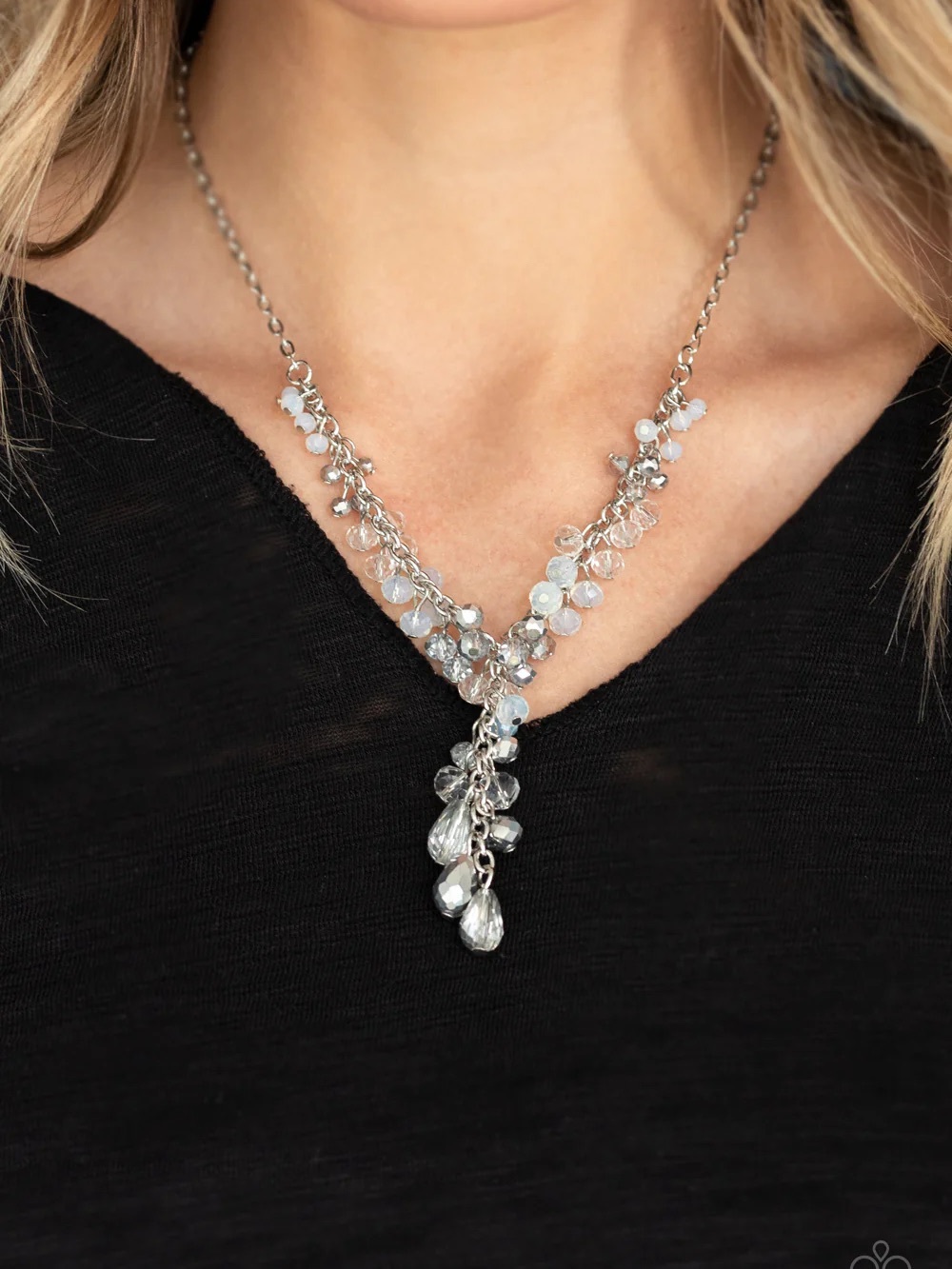 Paparazzi Jewelry - Vintage Iridescent Ilumination Silver Necklace